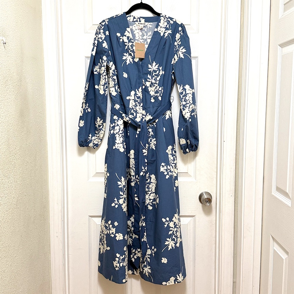 NWT Boden Nicola Cotton Midi Dress in Blue Flecked Bunch - Picture 5 of 10
